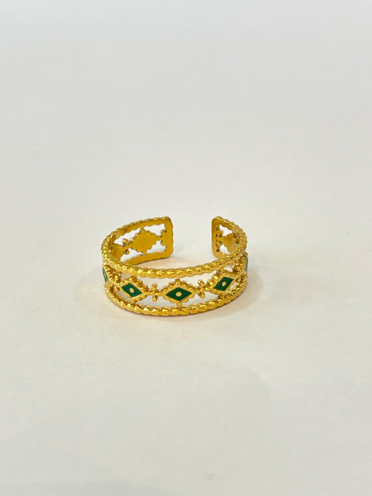 Anillo rombos verdes